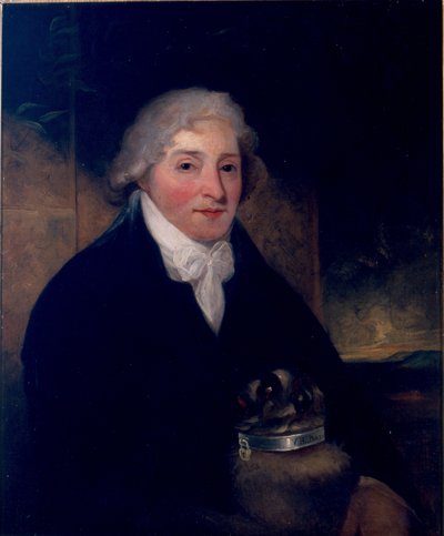 ヴェナンツィオラウッツィーニと彼の犬、ターク、1795年頃 作： Joseph Hutchison