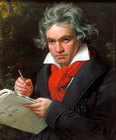 ルートヴィヒ・ヴァン・ベートーヴェンがソレムニティ・ミサを作曲したときの肖像、1820年。 作： Joseph Carl Stieler