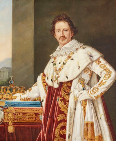 バイエルンのルートヴィヒ 1 世の肖像画 (1786 ～ 1868 年、塗油のローブを着用)。 作： Joseph Carl Stieler