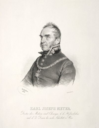 カール・ジョセフ・マイヤー博士の肖像、1844年。 作： Joseph Kriehuber