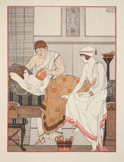 乳房を吸引する、「ヒポクラテスの作品」、1934年のイラスト 作： Joseph Kuhn Regnier