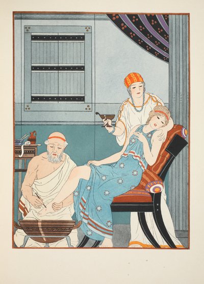 足から血を流す、「ヒポクラテスの作品」のイラスト、1934年 作： Joseph Kuhn Regnier