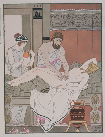 患者の検査、「ヒポクラテス全集」、1932年のイラスト 作： Joseph Kuhn Regnier