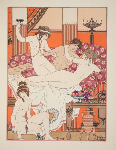 ワインと女性の過剰、「ヒポクラテスの作品」、1934年のイラスト 作： Joseph Kuhn Regnier