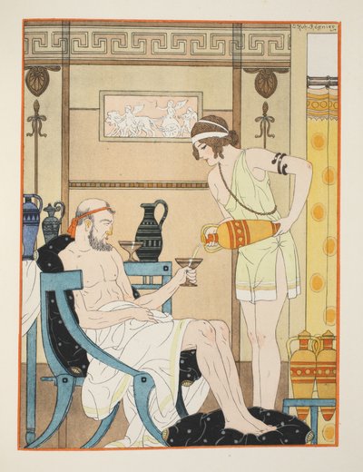 風邪のための水分補給、「ヒポクラテスの作品」、1934年のイラスト 作： Joseph Kuhn Regnier