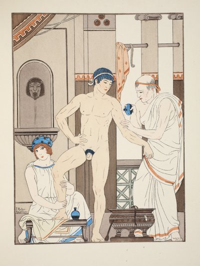マッサージ、「ヒポクラテスの作品」からのイラスト、1934 作： Joseph Kuhn Regnier