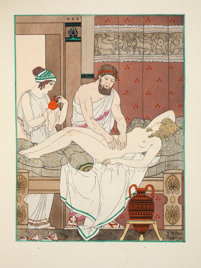 メディカルマッサージ、「ヒポクラテスの作品」のイラスト、1934年 作： Joseph Kuhn Regnier