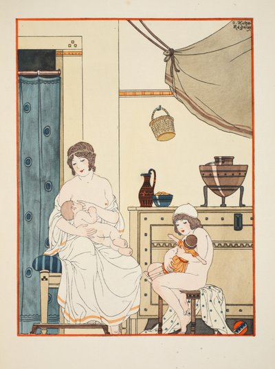 乳幼児の看護、「ヒポクラテスの作品」、1934年のイラスト 作： Joseph Kuhn Regnier