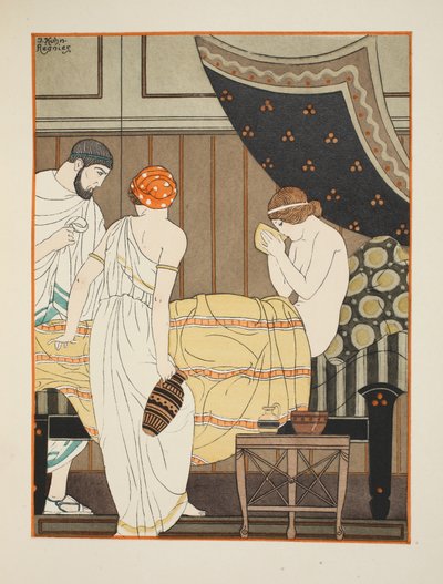 船をつかんで貪欲に飲む、「ヒポクラテスの作品」、1934年のイラスト 作： Joseph Kuhn Regnier