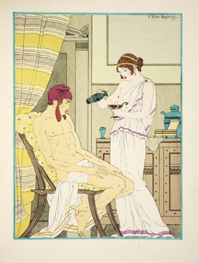 ザクロの樹皮のように体が黄色に変わる、1934年の「ヒポクラテスの作品」のイラスト 作： Joseph Kuhn Regnier