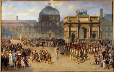 帝国下の閲兵の日」（1810年） ジョセフ・ルイ・イポリット・ベランジュ（1800-1866）とアドリアン・ドーザッツ（1804-1868）による絵画 1862年 日1,01×1,61メートル 作： Joseph Louis Hippolyte Bellange