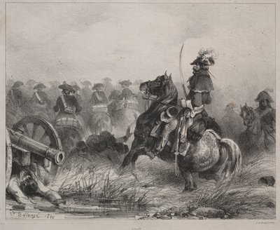 騎兵シーン、1836。 作： Joseph Louis Hippolyte Bellange
