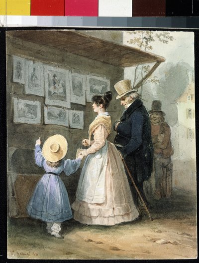 「彫刻の売り手で」 (彫刻の売り手で) ヒッポリュテ・ベランジュ作水彩画 (1800-1866) 1831 エルミタージュ美術館、サンクトペテルブルク (サンクトペテルブルク) 作： Joseph Louis Hippolyte Bellange