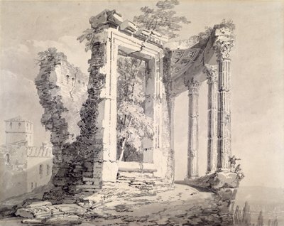 シビル神殿、チボリ（鉛筆と紙に水彩） 作： Joseph Mallord William (attr.to) Turner