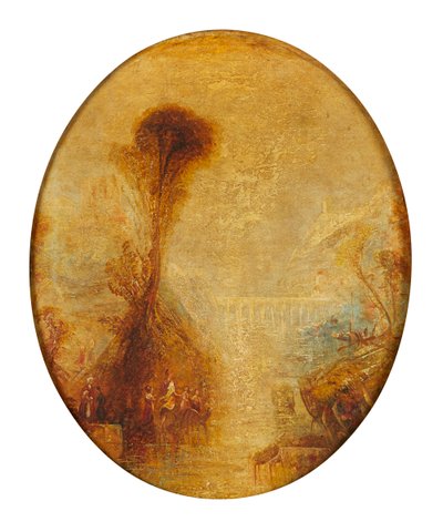 高架橋のある古典的な風景 (キャンバスに油彩) 作： Joseph Mallord William (follower of) Turner