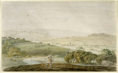 農家の種まき、リバーバレーとローリングヒルズビヨンド、1795年 作： Joseph Mallord William Turner