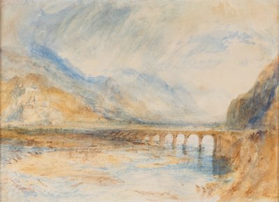ベリンツォーナ-ティチーノにかかる橋、1843年頃（紙に水彩画） 作： Joseph Mallord William Turner
