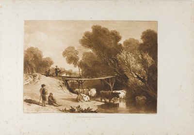 橋と牛、Liber Studiorum のプレート 2 作： Joseph Mallord William Turner