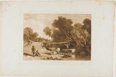 橋と牛、Liber Studiorum のプレート 2 作： Joseph Mallord William Turner
