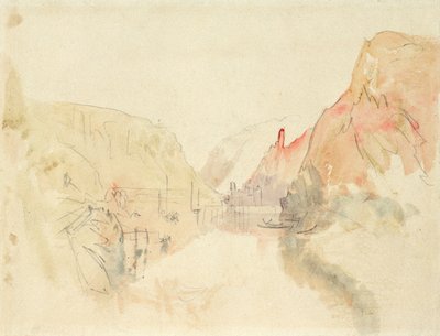 トラーベン・トラーバッハ城、モーゼル川、1844年頃（紙に鉛筆と水彩） 作： Joseph Mallord William Turner