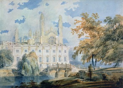 クレアホールとケンブリッジのキングスカレッジチャペルのウエストエンド、ケム川のほとりから 作： Joseph Mallord William Turner