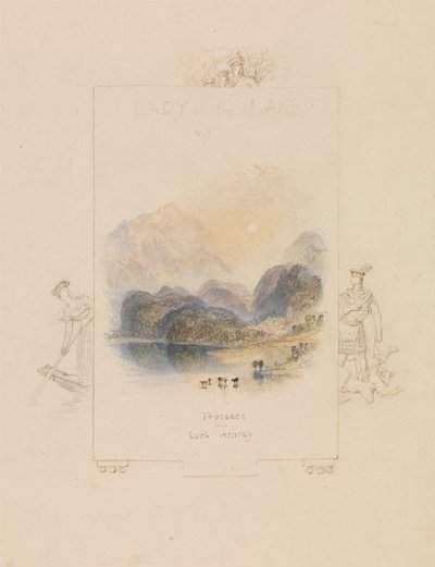 ウォルター・スコットの「Lady of the Lake」、Loch Achray のイラストのデザイン 作： Joseph Mallord William Turner