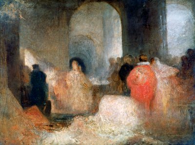 衣装を着た人物がいる素晴らしい部屋でのディナー、c1830-1835 作： Joseph Mallord William Turner
