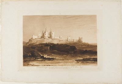 ダンスタンバラ城、Liber Studiorum のプレート 14 作： Joseph Mallord William Turner
