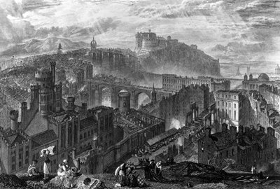 1820年、ジョージクックによって彫刻されたカールトンヒルのエディンバラ 作： Joseph Mallord William Turner