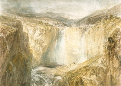 Fall Of The Tees, Yorkshire (オフホワイトの織り紙に鉛筆に水彩) 作： Joseph Mallord William Turner