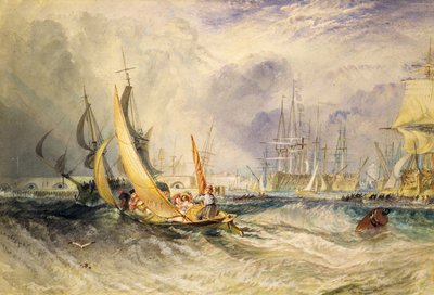 ゴスポート：ポーツマス港への入り口（紙にトイレ） 作： Joseph Mallord William Turner