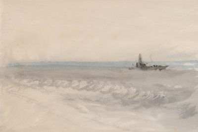 灰色の海、岸を走るボート 1845-50年頃（紙に水彩 作： Joseph Mallord William Turner