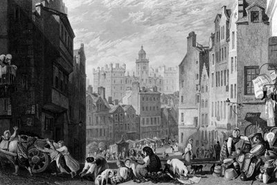ヘリオット病院、エディンバラ、ヘンリールキューによって刻まれた、1822年 作： Joseph Mallord William Turner