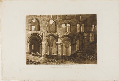 ホーリー アイランド大聖堂、Liber Studiorum のプレート 11 作： Joseph Mallord William Turner