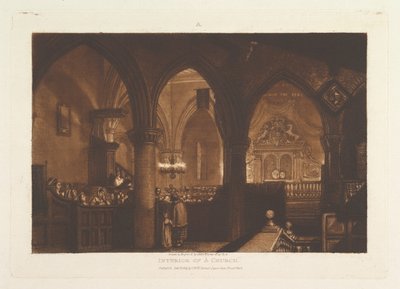 教会リベルスタジオラムの内部、パートXIV、プレート70、1819年1月1日。 作： Joseph Mallord William Turner