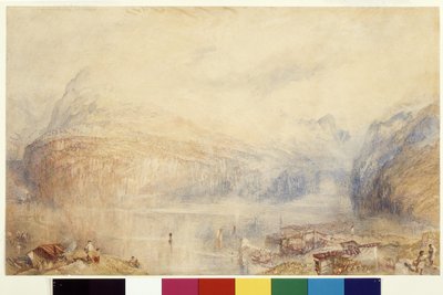Luzernjärvi Brunnenilta (akvarelli ja guassi valkoisella paperilla) 作： Joseph Mallord William Turner
