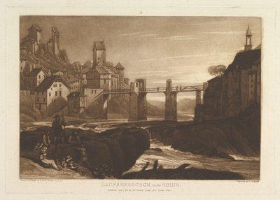 ラインリーベルスタジオラム、パートVI、プレート31、1811年1月1日のラウフェンブール。 作： Joseph Mallord William Turner