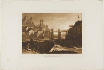 ライン川沿いのラウフェンブール、Liber Studiorum のプレート 31 作： Joseph Mallord William Turner