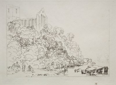 Book of Studies: ダンブリン修道院、スコットランド 作： Joseph Mallord William Turner