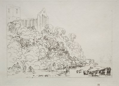 Liber Studiorum：スコットランド、ダンブレーン修道院。 作： Joseph Mallord William Turner