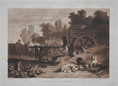 Liber Studiorum：雄鶏との農場。 作： Joseph Mallord William Turner