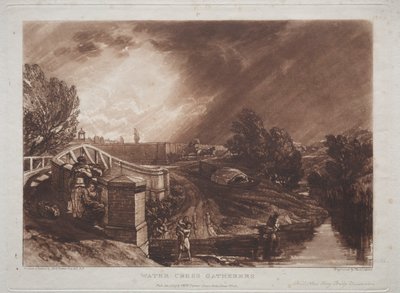 Liber Studiorum: Watercress Gatherers、Rails Head、Ferry Bridge、Twickenham 作： Joseph Mallord William Turner