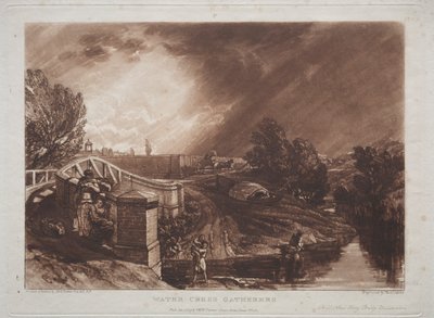 Liber Studiorum：Watercress Gatherers、Rails Head、Ferry Bridge、Twickenham。 作： Joseph Mallord William Turner