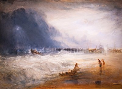 座礁船に向けて出発する救命ボートとマンビー装置 作： Joseph Mallord William Turner