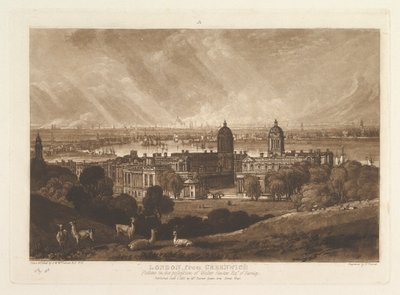グリニッジリベルスタジオラムのロンドン、パートV、プレート26、1811年1月1日。 作： Joseph Mallord William Turner