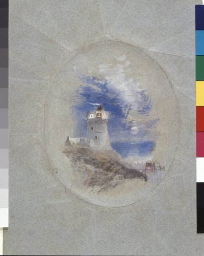 Lowestoffen majakka (guassi sinisellä paperilla) 作： Joseph Mallord William Turner