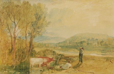 ラルワース城、ドーセット、1820年頃（網目紙に引っかき傷のある水彩画） 作： Joseph Mallord William Turner