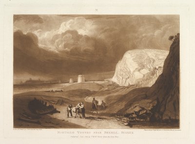 1811年6月、サセックスリベラースタジオラム、パートVII、プレート34、ベクスヒル近くのマーテロタワー。 作： Joseph Mallord William Turner