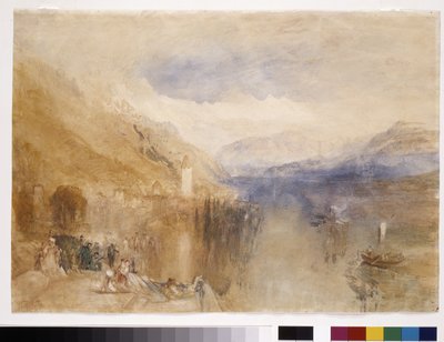 オーバーホーフェン、トゥーン湖 (白い紙に水彩) 作： Joseph Mallord William Turner