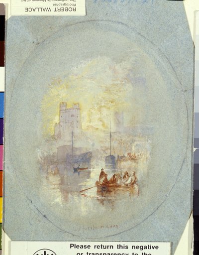 Orford Haven (青い紙にペンとインクで強化されたガッシュ) 作： Joseph Mallord William Turner